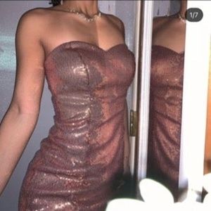 Rose gold sequin bodycon dress size small - send offers (my own pics)